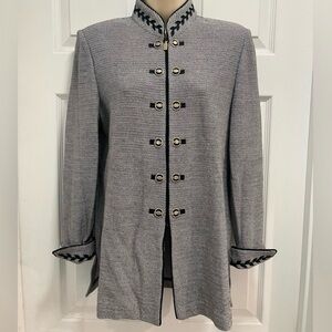 VTG St. John Collection Black/ White Longline Knit Jacket Old Money-Size 4-EUC